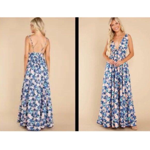 Aakaa Chasing The Tides Maxi | NWT | XS | Floral Print Open Back Dress - Picture 6 of 6